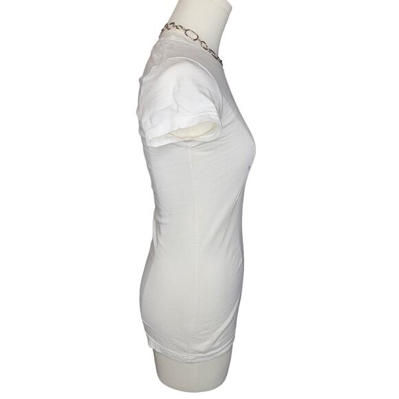 Y2k White Sassy Cute Flirt Pirate Alaska Rhinestone Bling Baby Slim T-Shirt Tee - Picture 3 of 4